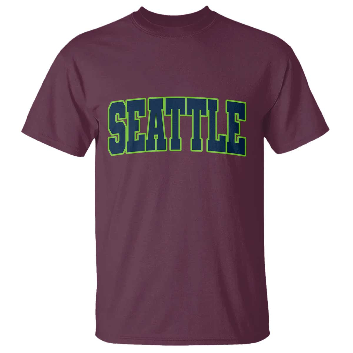 Vintage Seattle T Shirt Classic Print Retro Varsity TS10 Maroon Print Your Wear