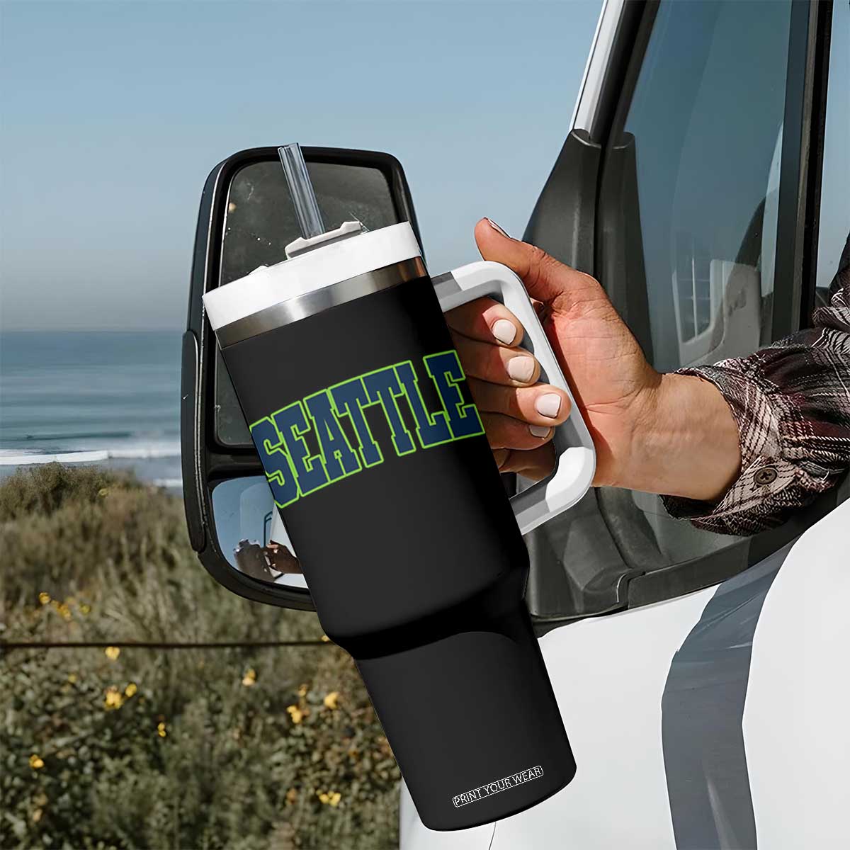Vintage Seattle Tumbler With Handle Classic Print Retro Varsity TS10 Print Your Wear