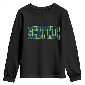 Vintage Seattle Youth Sweatshirt Classic Print Retro Varsity TS10 Black Print Your Wear