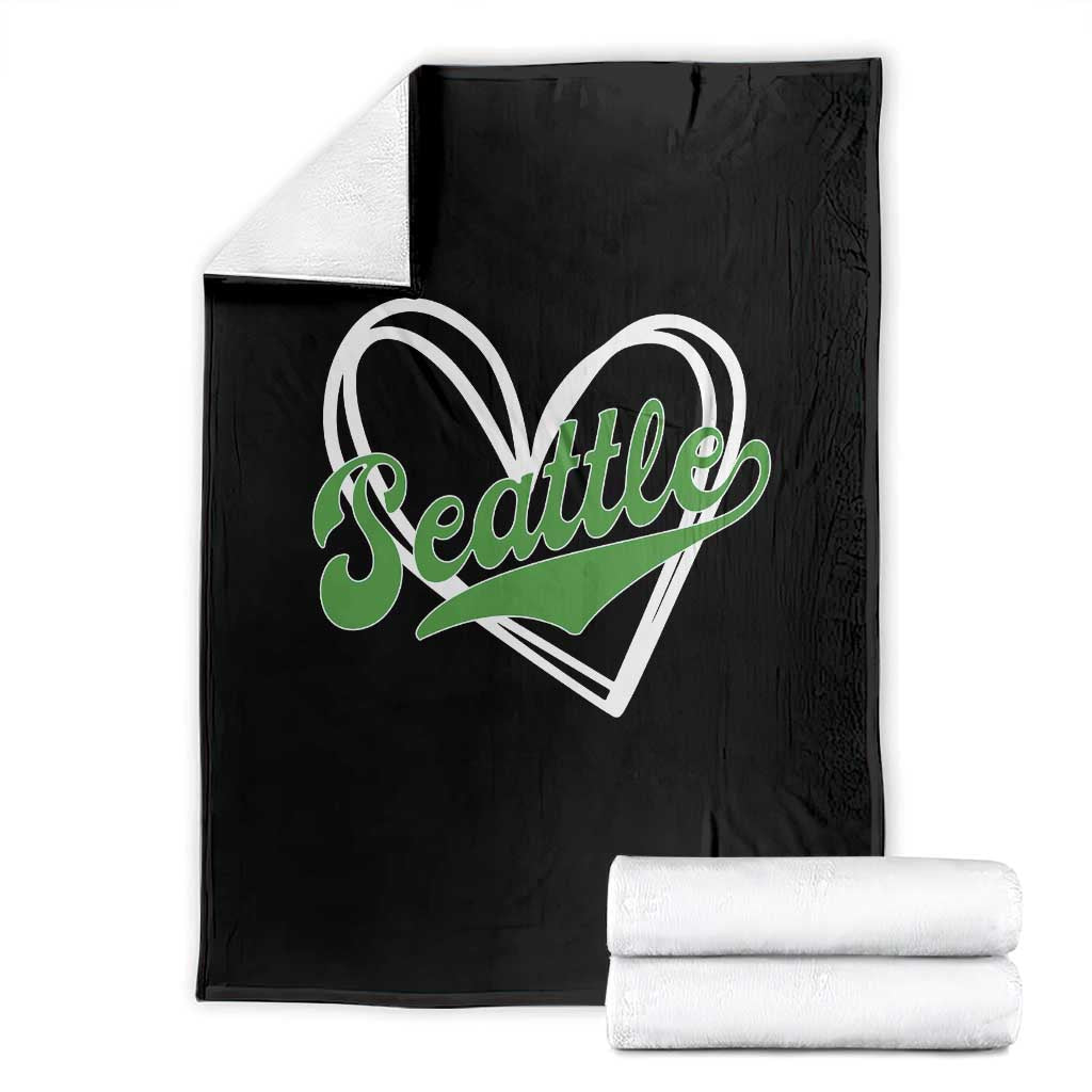 Vintage Seattle Throw Blanket Classic Print Retro Varsity Love Heart Graphic TS10 Black Print Your Wear