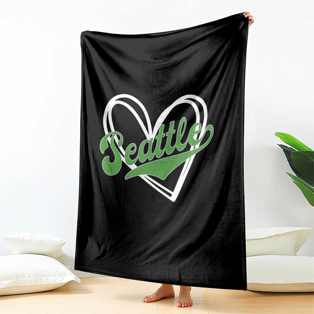 Vintage Seattle Throw Blanket Classic Print Retro Varsity Love Heart Graphic TS10 Print Your Wear