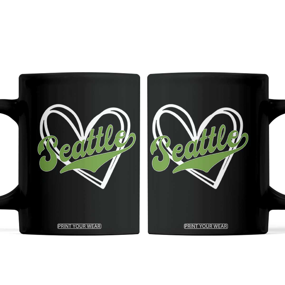 Vintage Seattle Coffee Mug Classic Print Retro Varsity Love Heart Graphic TS10 Black Print Your Wear