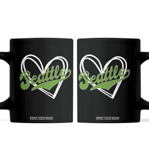 Vintage Seattle Coffee Mug Classic Print Retro Varsity Love Heart Graphic TS10 Black Print Your Wear