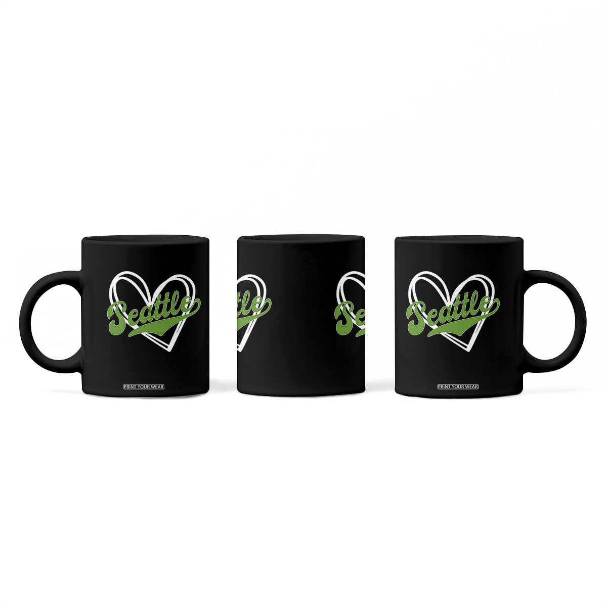 Vintage Seattle Coffee Mug Classic Print Retro Varsity Love Heart Graphic TS10 Print Your Wear