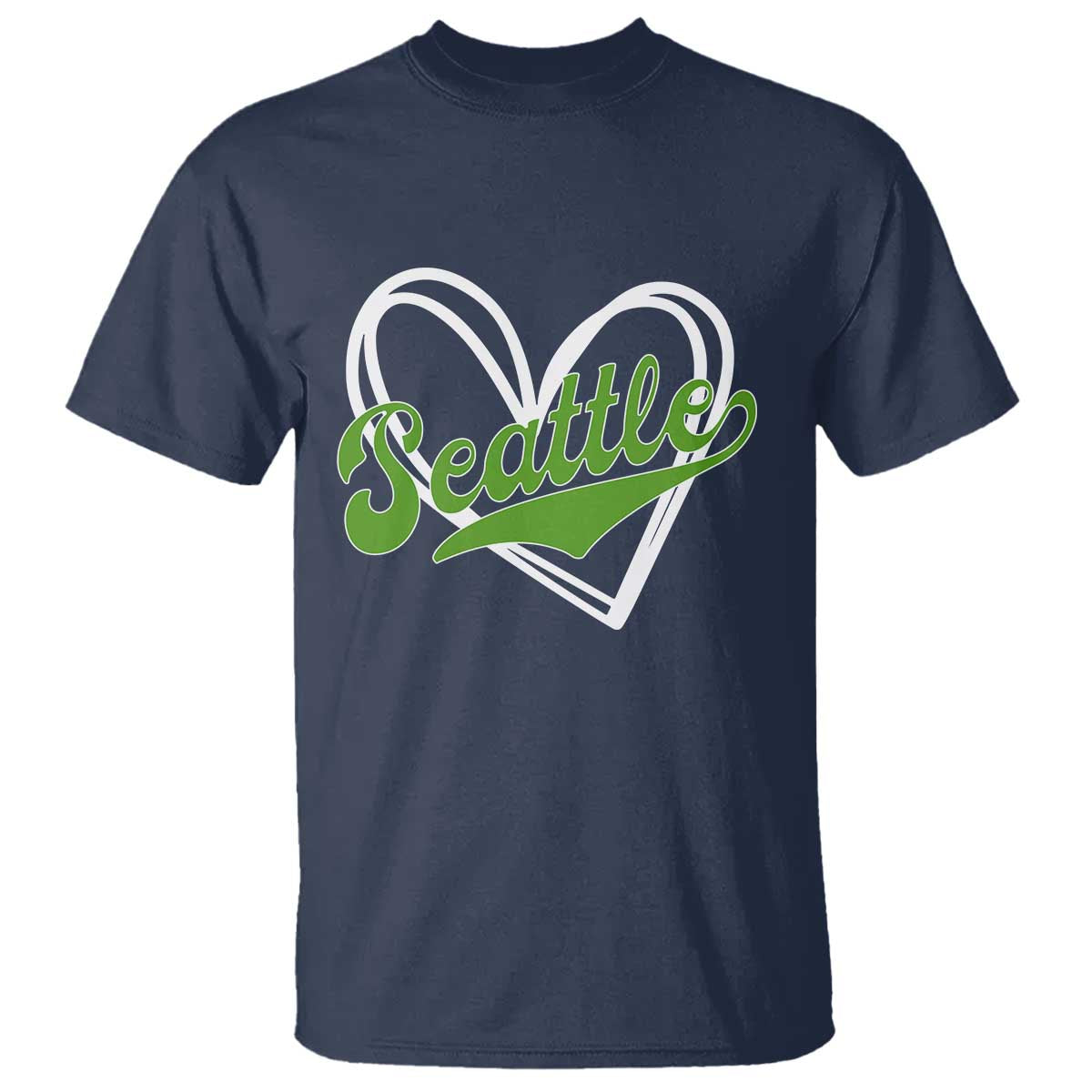 Vintage Seattle T Shirt Classic Print Retro Varsity Love Heart Graphic TS10 Navy Print Your Wear