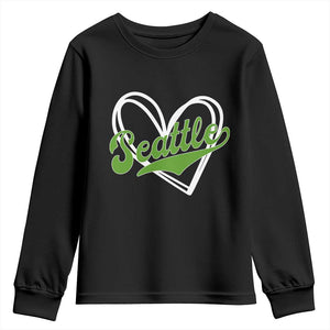 Vintage Seattle Youth Sweatshirt Classic Print Retro Varsity Love Heart Graphic TS10 Black Print Your Wear