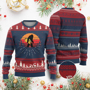 Retro Bigfoot Taco Knit Sweatshirt Funny Cinco de Mayo Sasquatch Lovers TS10 Burgundy Print Your Wear