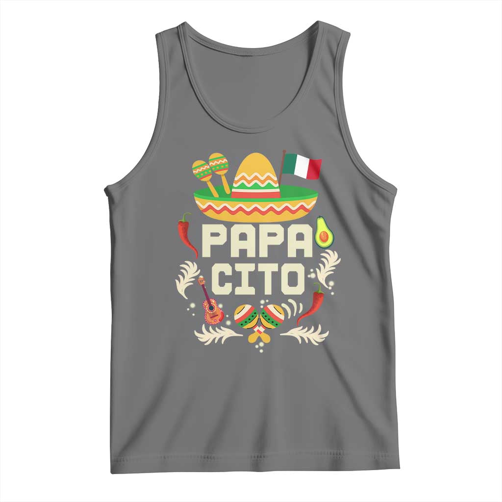 Mexican Dad Tank Top Papa Cito Latino Fathers Day Gift Mexican Pride TS10 Black Heather Print Your Wear