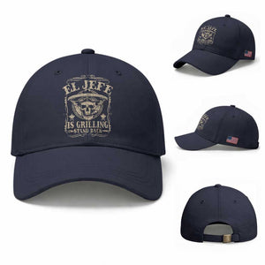 Funny Mexican Dad Baseball Cap El Jefe Grilling Stand Back TS10 Baseball Cap Universal Fit Navy Print Your Wear