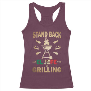 Funny Mexican Dad Racerback Tank Top El Jefe Grilling Stand Back Fathers Day TS10 Maroon Print Your Wear