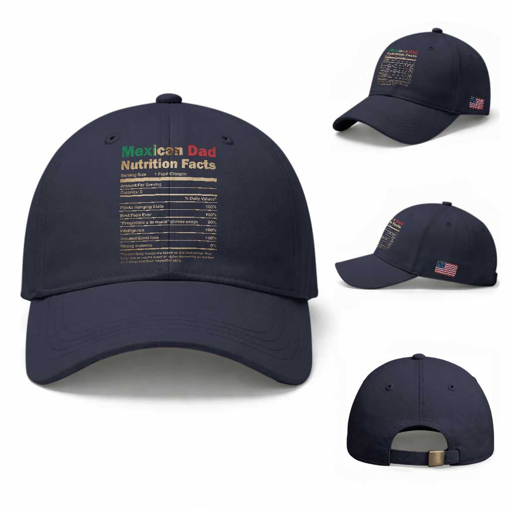 Mexican Dad Baseball Cap Regalo Para Papa Nutrition Facts TS10 Baseball Cap Universal Fit Navy Print Your Wear