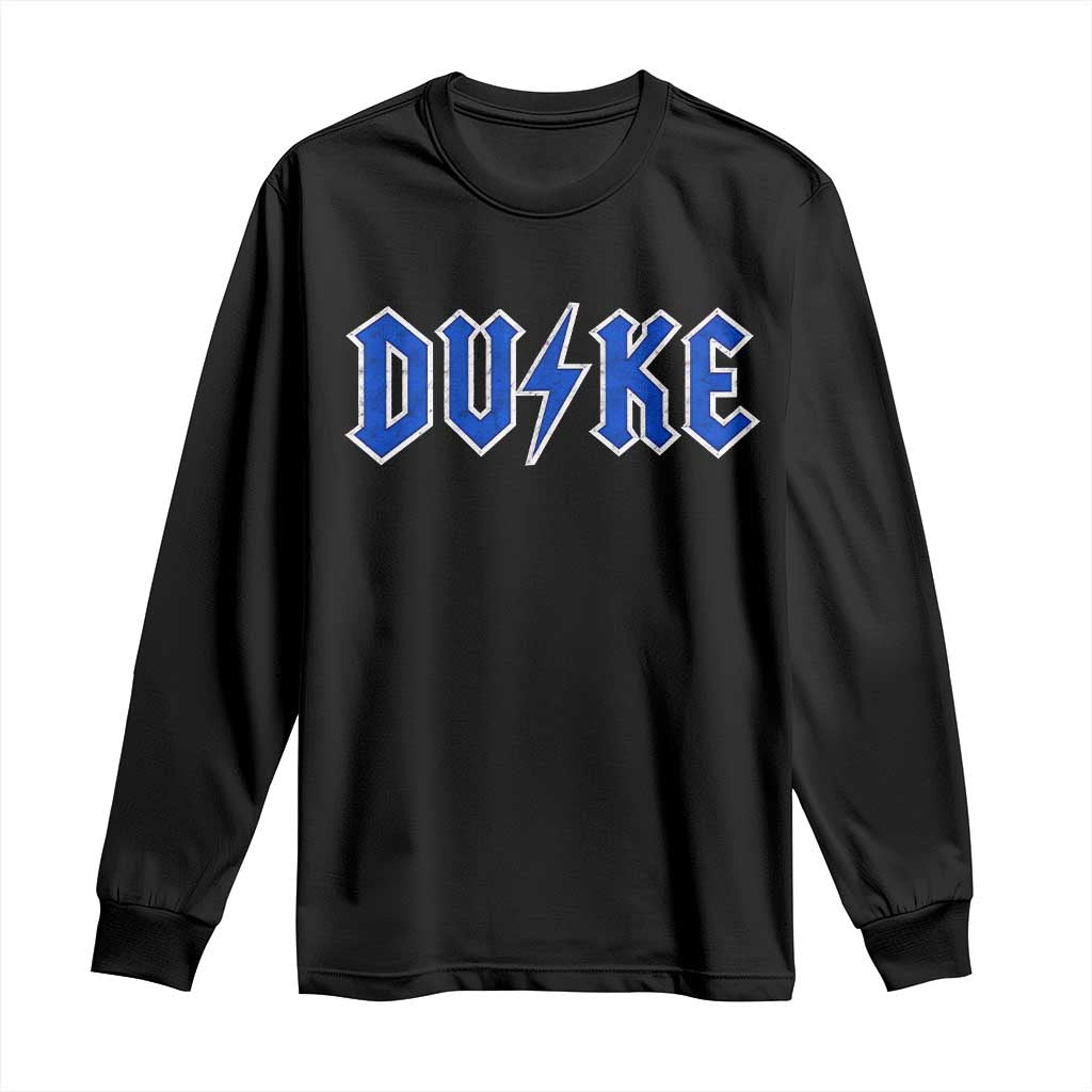 Vintage Duke Last Name Sports Style Long Sleeve Shirt Vintage Lightning Bold Gothic Font Graphic Basketball Fans TS10 Black Print Your Wear