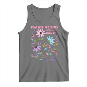 Feminist Protest Tank Top Peaceful But Pissed Off Floral Resist TS10 Black Heather Print Your Wear