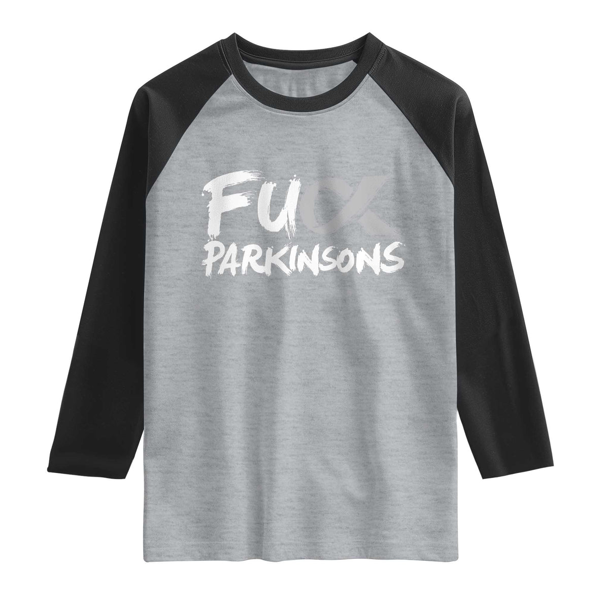 Fuck Parkinsons Raglan Shirt Parkinsons Disease Awareness Month TS10 Heather Gray Black Print Your Wear