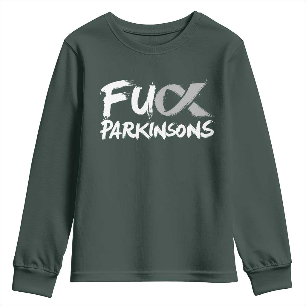 Fuck Parkinsons Youth Sweatshirt Parkinsons Disease Awareness Month TS10 Dark Forest Green Print Your Wear