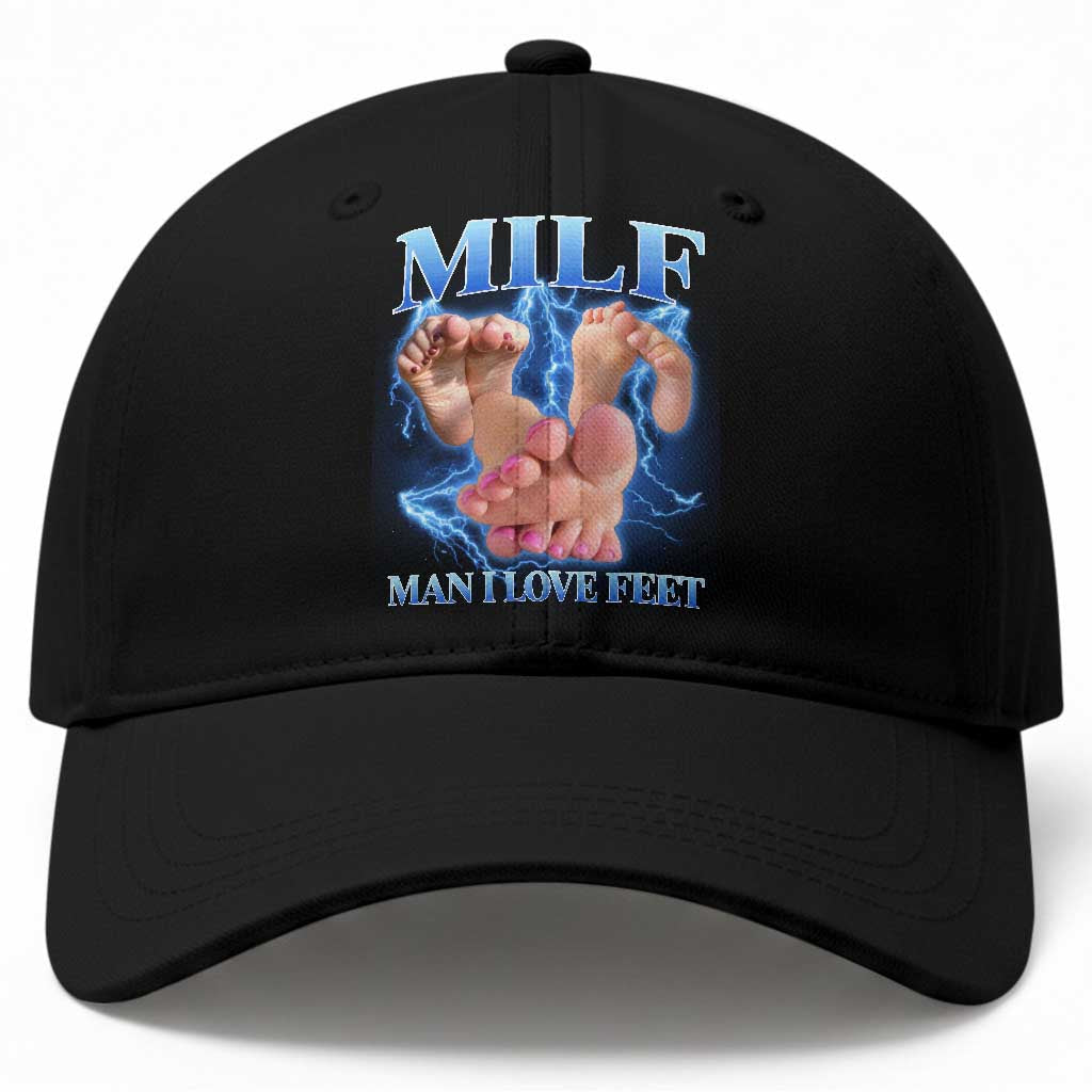 Inappropriate Adult Baseball Cap Vintage Bootleg MILF Man I Love Feet TS10 Print Your Wear