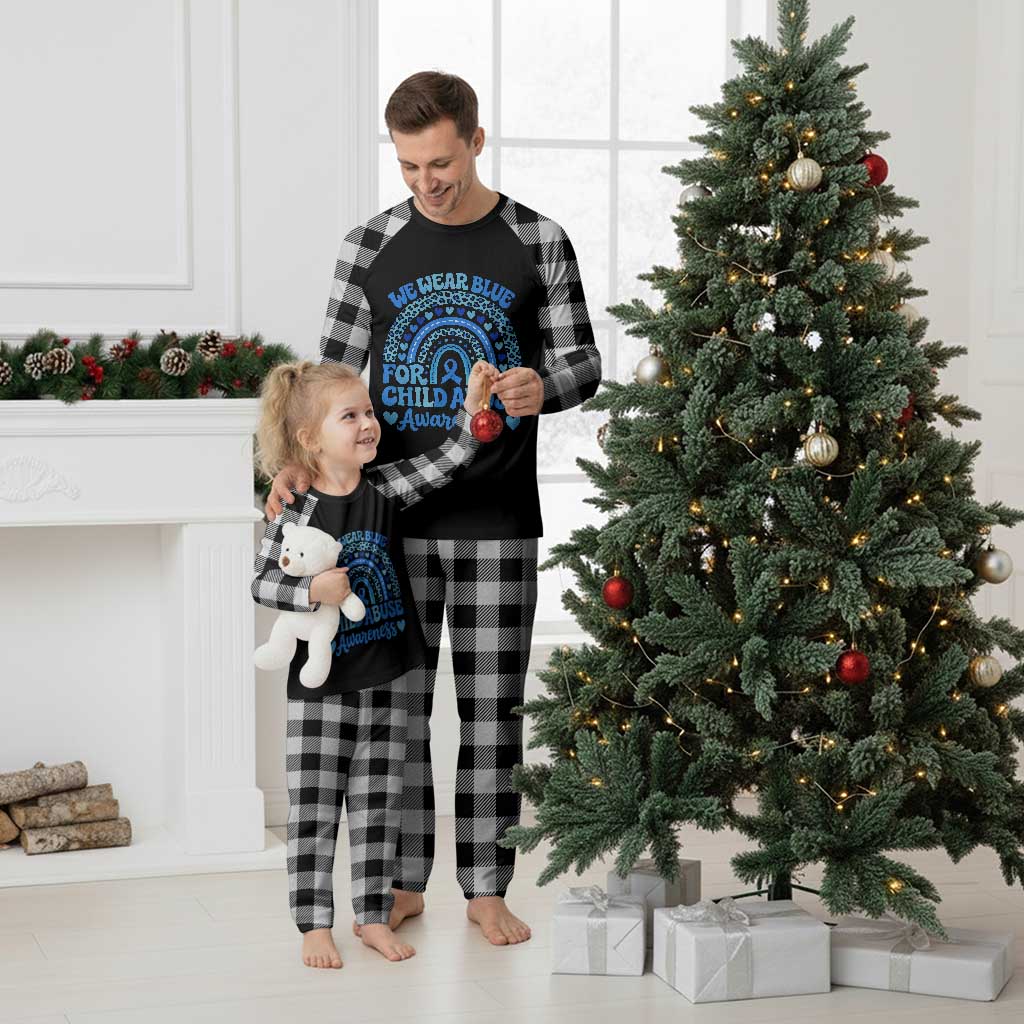 We Wear Blue Child Abuse Prevention Plaid Pajama Set TS10 White Plaid Print Your Wear