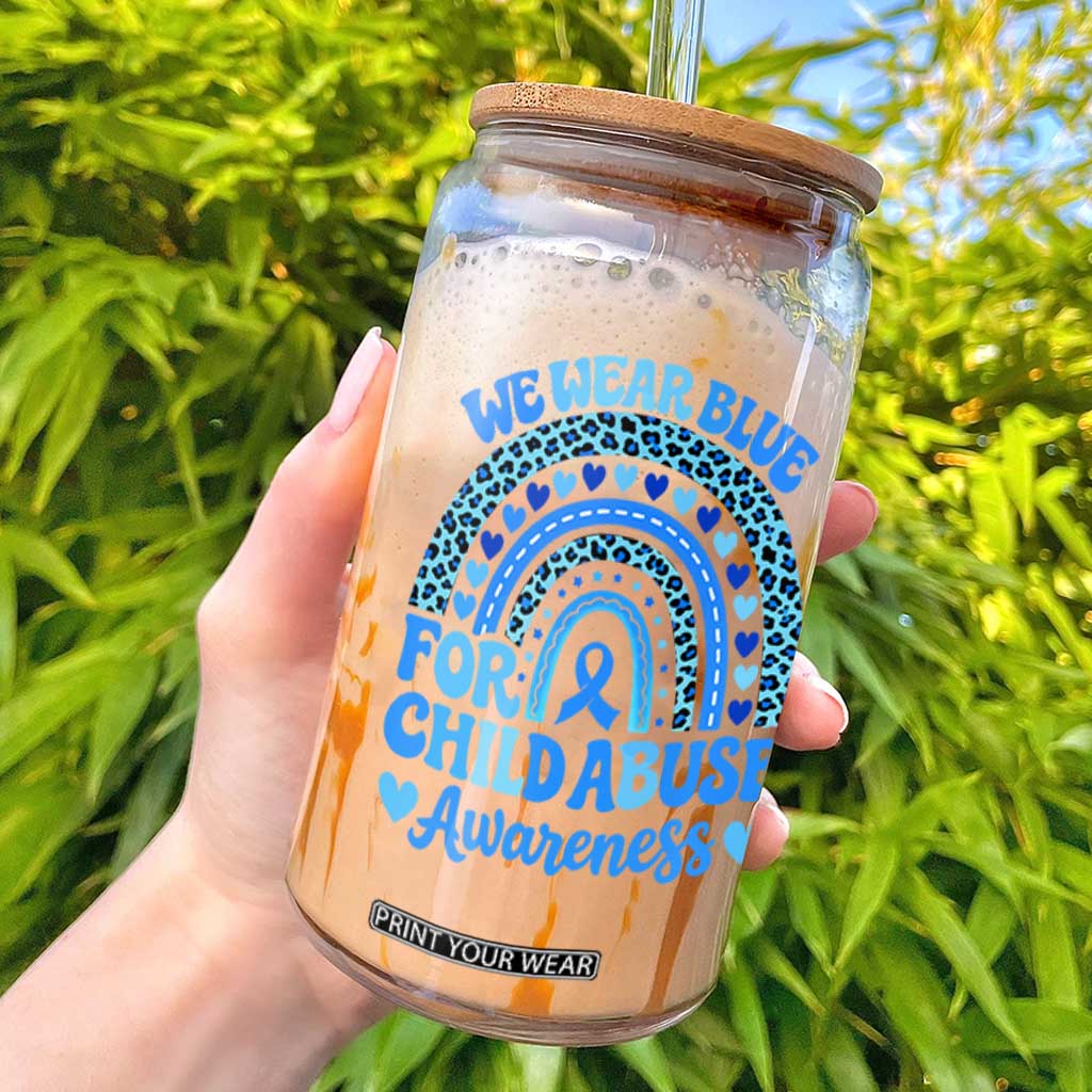 We Wear Blue Child Abuse Prevention Glass Can TS10 Black Print Your Wear