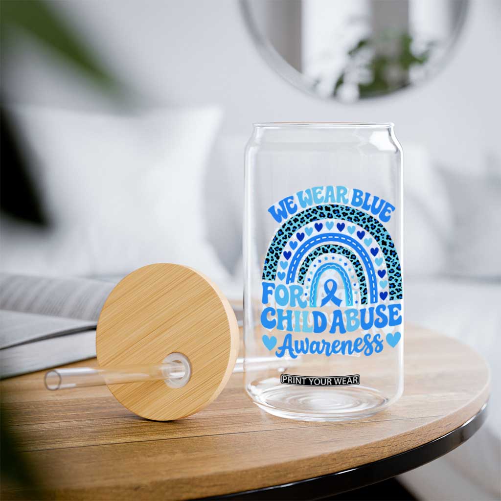 We Wear Blue Child Abuse Prevention Glass Can TS10 Print Your Wear