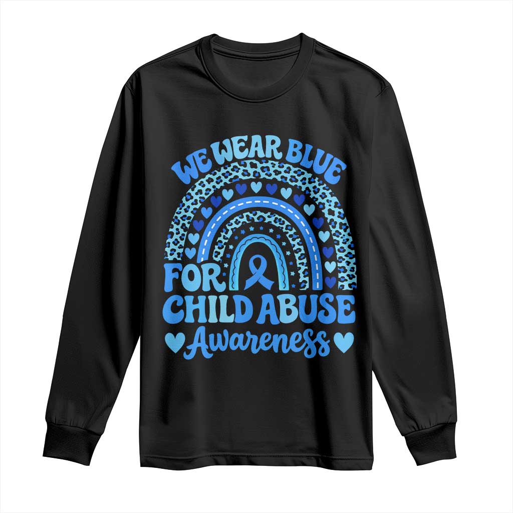 We Wear Blue Child Abuse Prevention Long Sleeve Shirt TS10 Black Print Your Wear