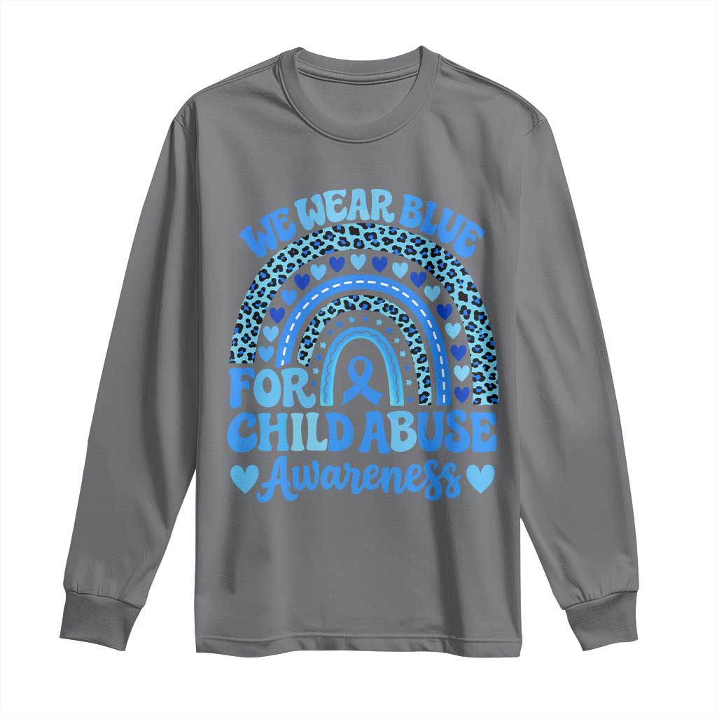 We Wear Blue Child Abuse Prevention Long Sleeve Shirt TS10 Charcoal Print Your Wear