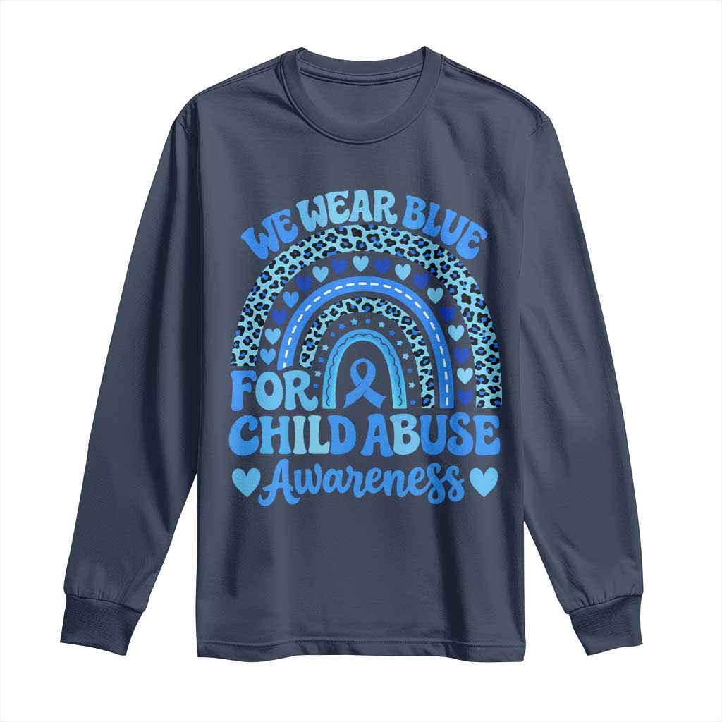 We Wear Blue Child Abuse Prevention Long Sleeve Shirt TS10 Navy Print Your Wear