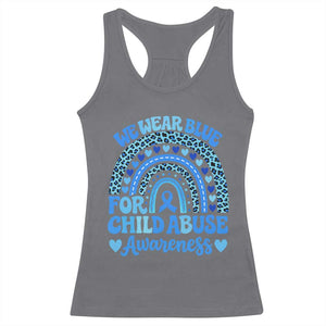 We Wear Blue Child Abuse Prevention Racerback Tank Top TS10 Charcoal Print Your Wear