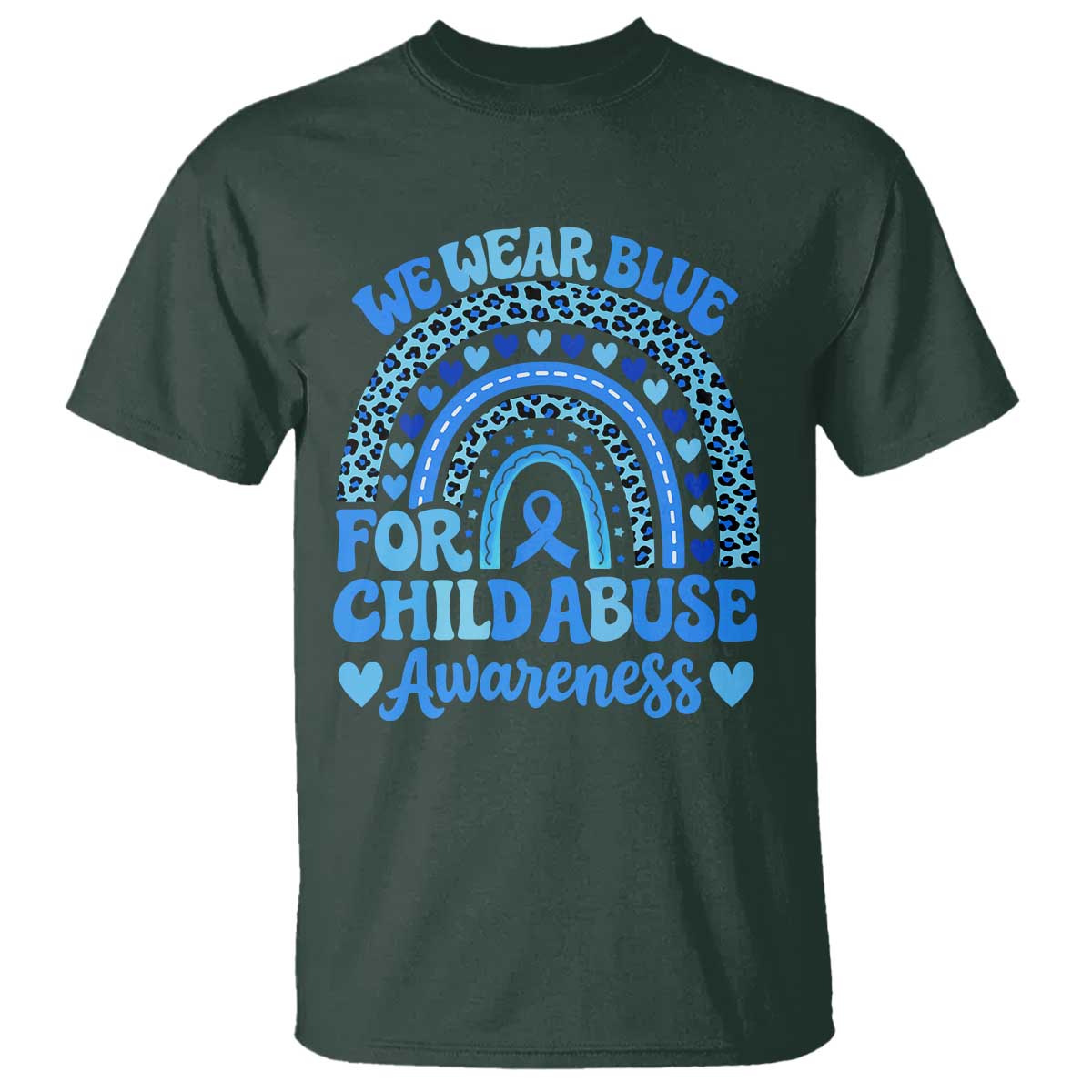 We Wear Blue Child Abuse Prevention T Shirt TS10 Dark Forest Green Print Your Wear