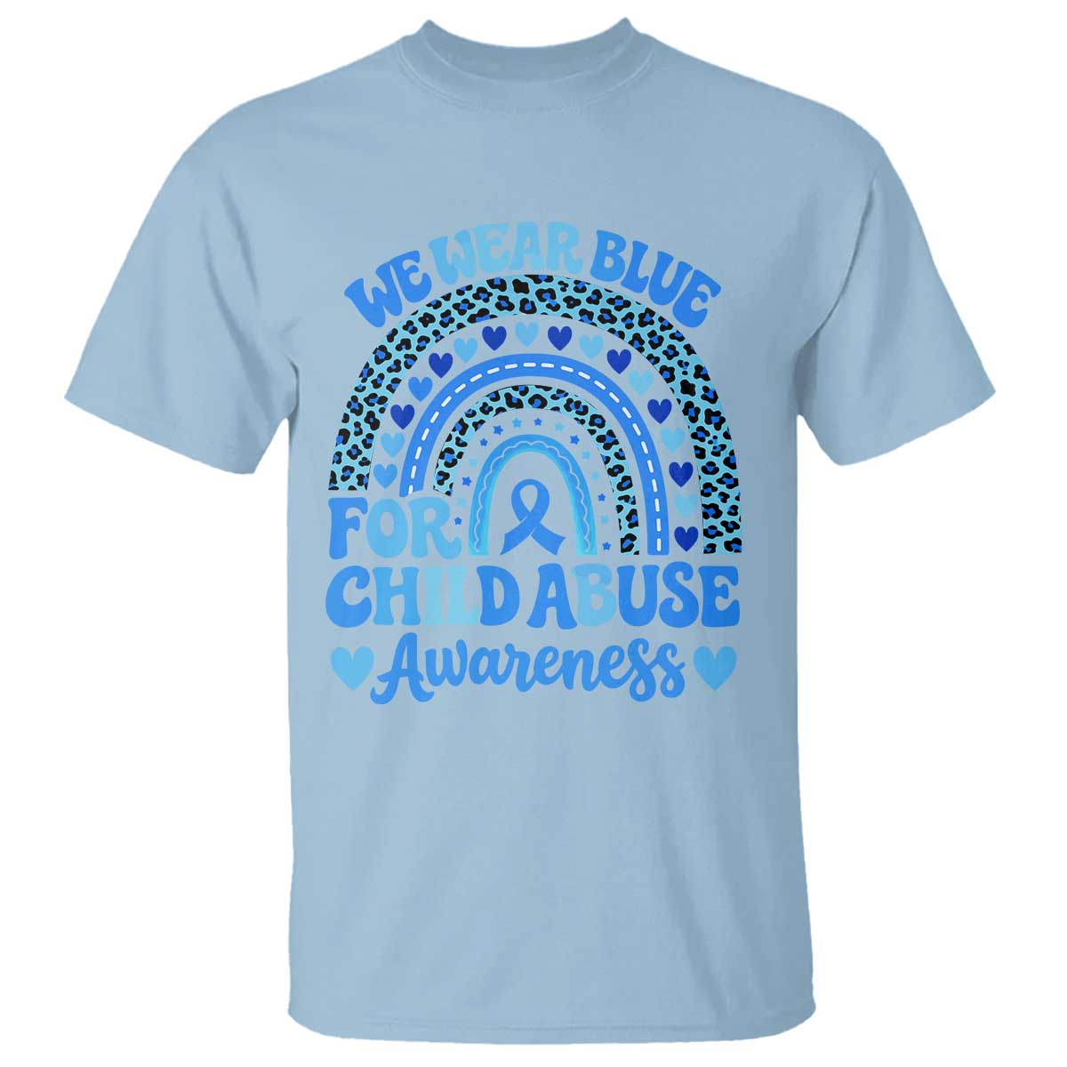 We Wear Blue Child Abuse Prevention T Shirt TS10 Light Blue Print Your Wear