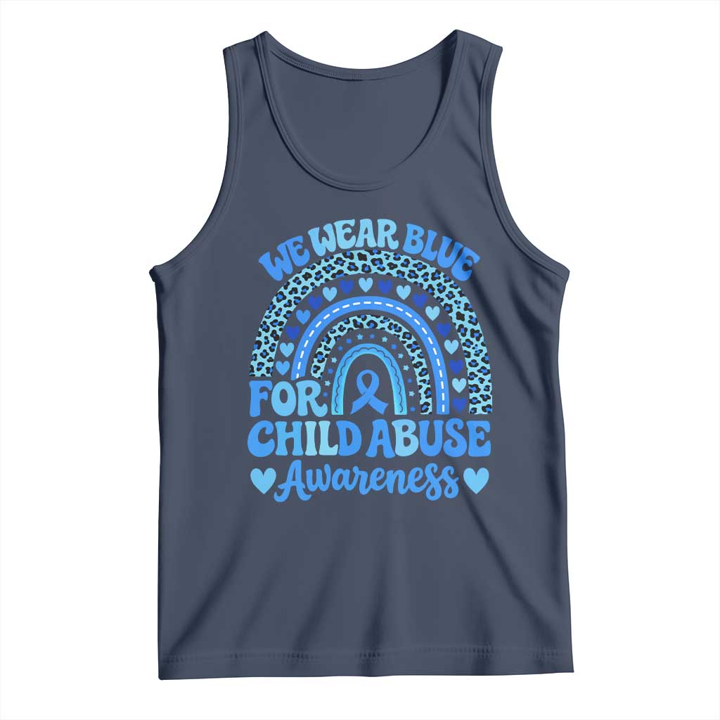 We Wear Blue Child Abuse Prevention Tank Top TS10 Navy Print Your Wear
