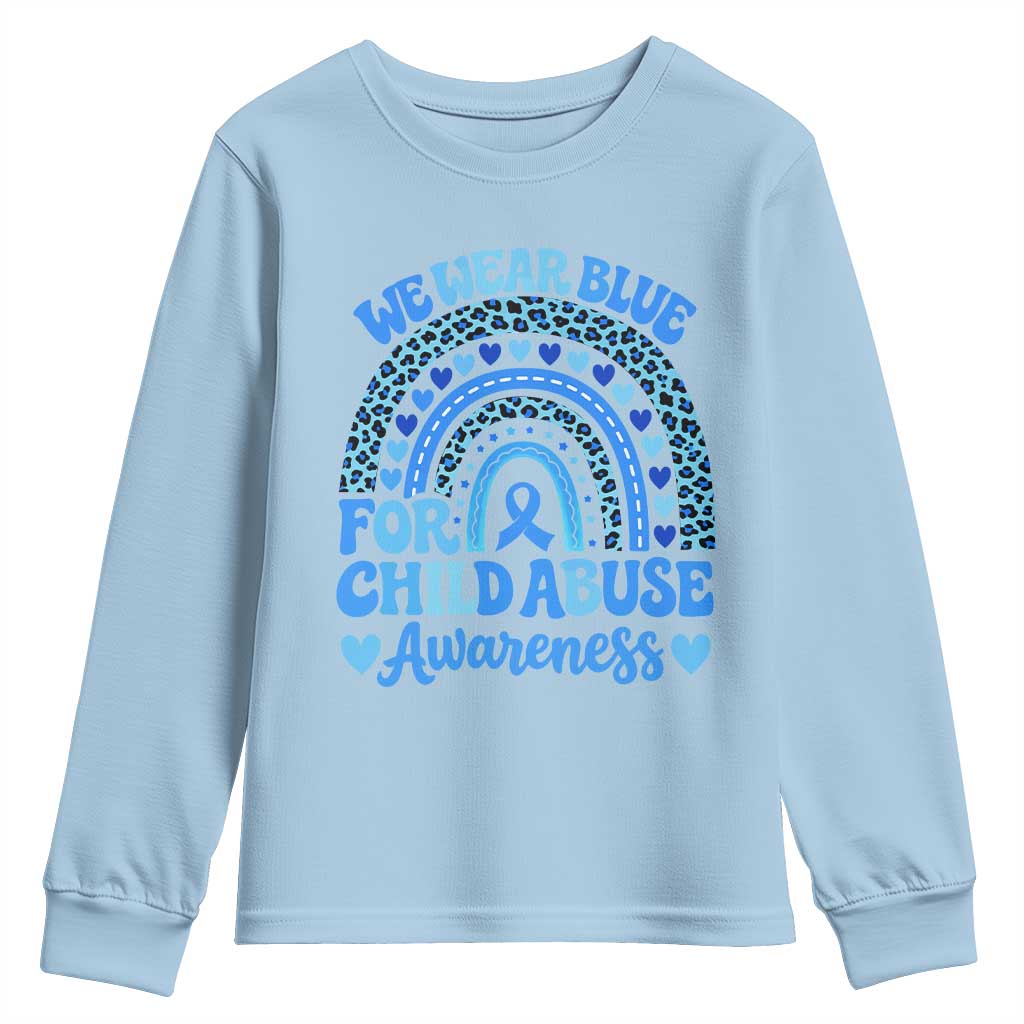 We Wear Blue Child Abuse Prevention Youth Sweatshirt TS10 Light Blue Print Your Wear