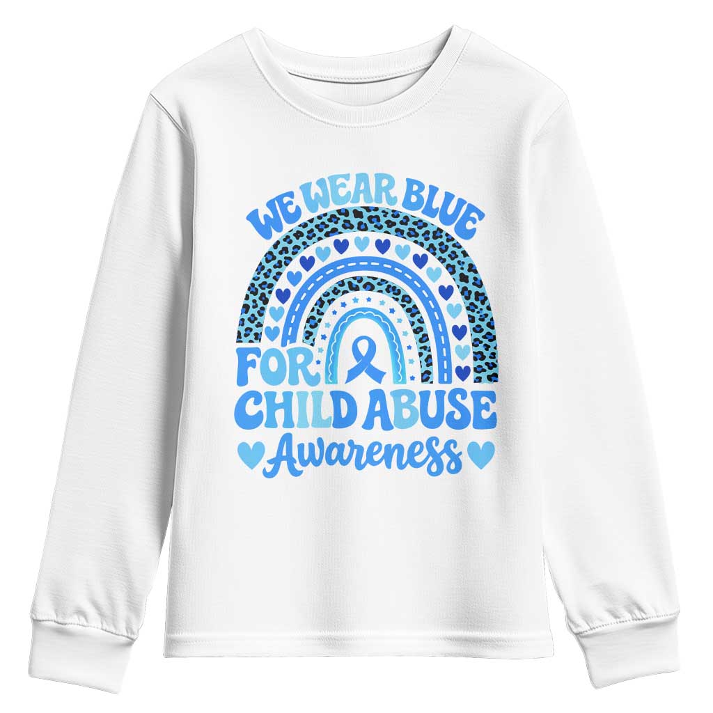 We Wear Blue Child Abuse Prevention Youth Sweatshirt TS10 White Print Your Wear