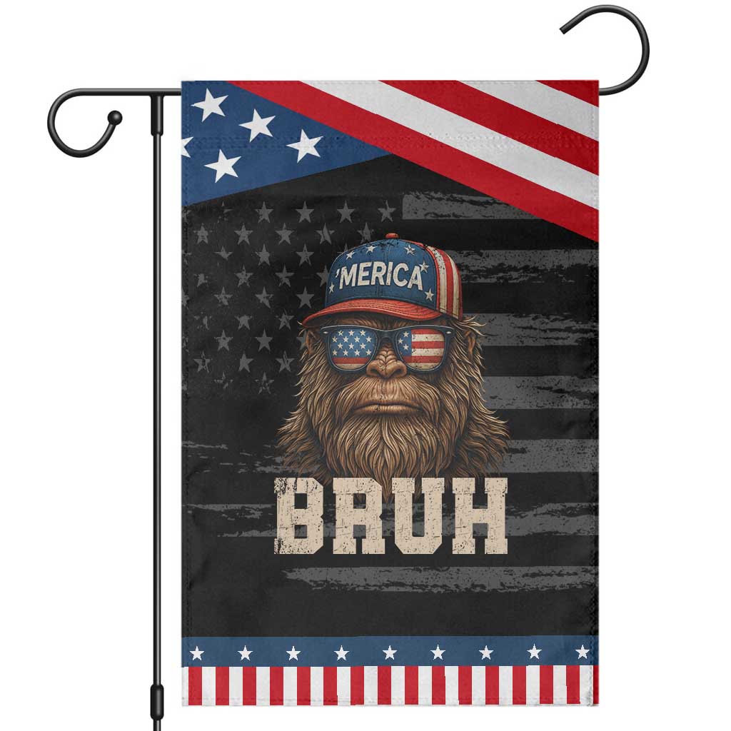 Bruh Bigfoot Merica Garden Flag American Flag Patriotic 4th Of July TS10 Distressed Black Blue Print Your Wear