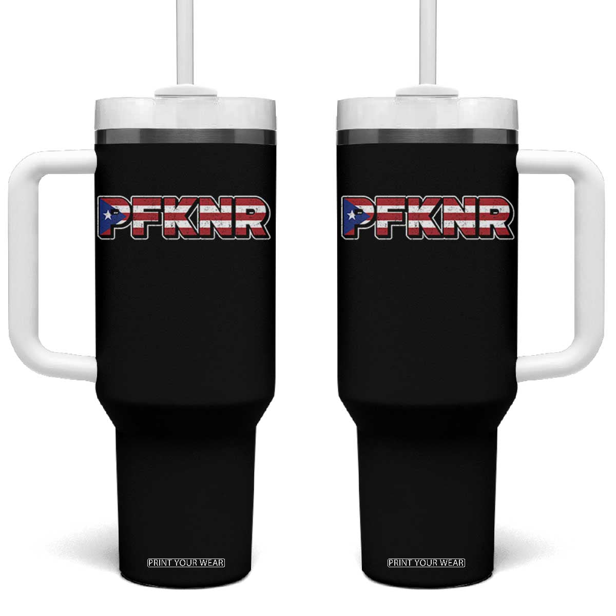 PFKNR Tumbler With Handle Vintage Boricua Puerto Rican Flag TS10 One Size: 40 oz Black Print Your Wear