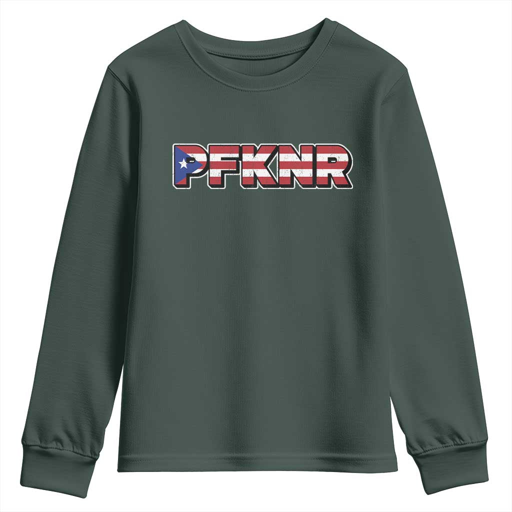 PFKNR Youth Sweatshirt Vintage Boricua Puerto Rican Flag TS10 Dark Forest Green Print Your Wear