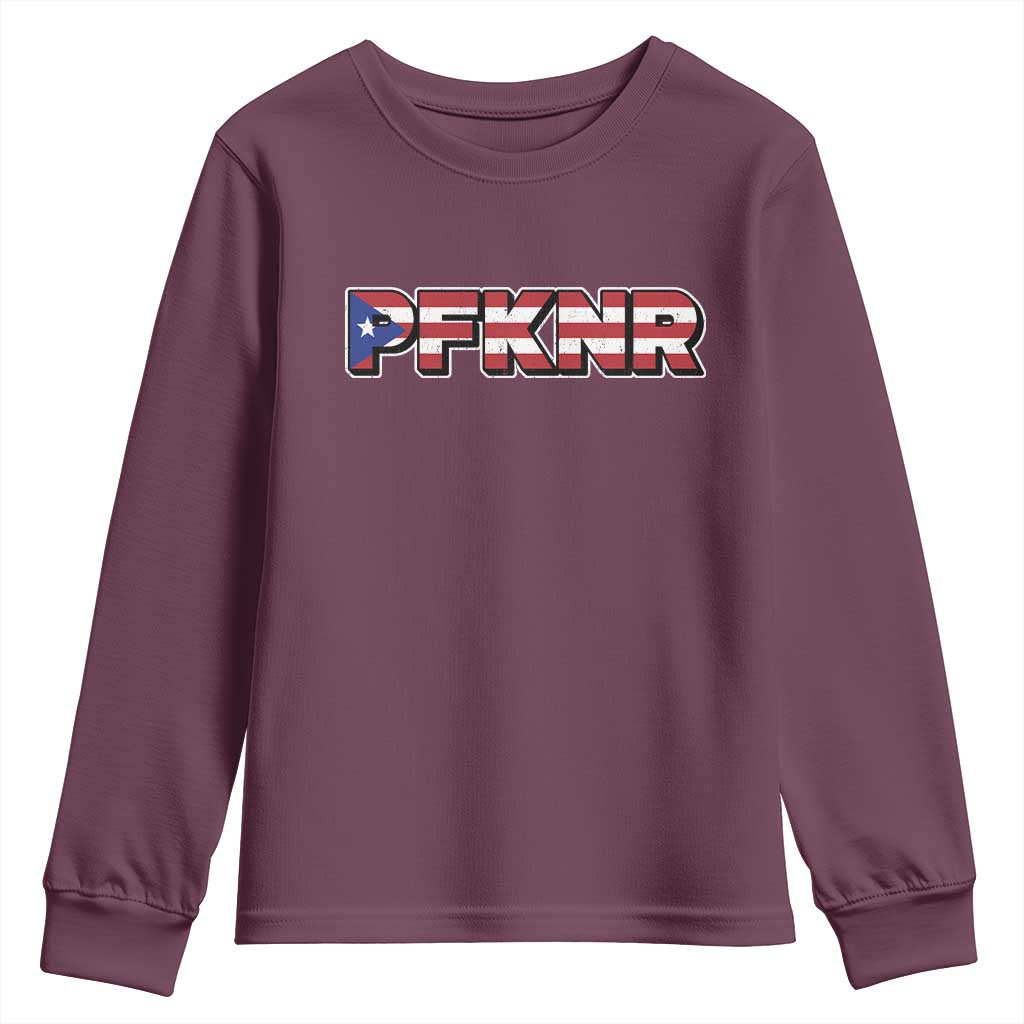 PFKNR Youth Sweatshirt Vintage Boricua Puerto Rican Flag TS10 Maroon Print Your Wear