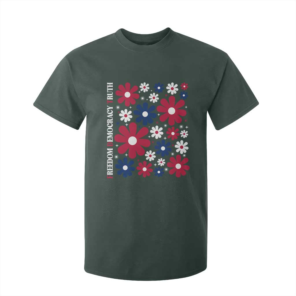 Subtle FDT T Shirt For Kid Boho Floral Red White Blue Social Justice TS10 Dark Forest Green Print Your Wear
