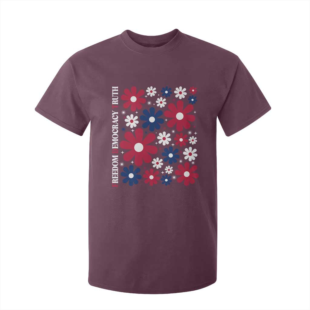 Subtle FDT T Shirt For Kid Boho Floral Red White Blue Social Justice TS10 Maroon Print Your Wear
