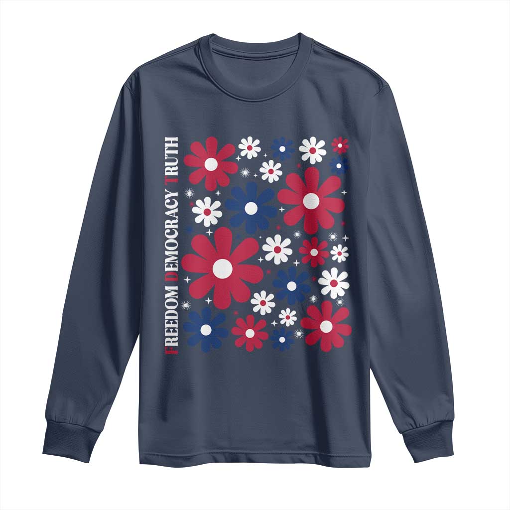 Subtle FDT Long Sleeve Shirt Boho Floral Red White Blue Social Justice TS10 Navy Print Your Wear