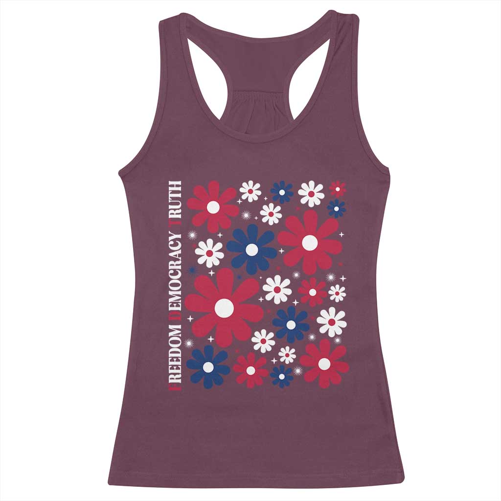 Subtle FDT Racerback Tank Top Boho Floral Red White Blue Social Justice TS10 Maroon Print Your Wear