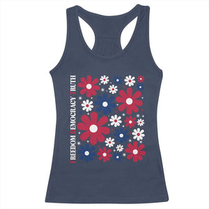 Subtle FDT Racerback Tank Top Boho Floral Red White Blue Social Justice TS10 Navy Print Your Wear