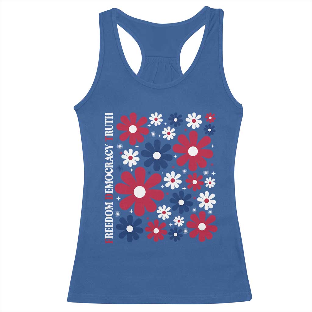 Subtle FDT Racerback Tank Top Boho Floral Red White Blue Social Justice TS10 Royal Blue Print Your Wear