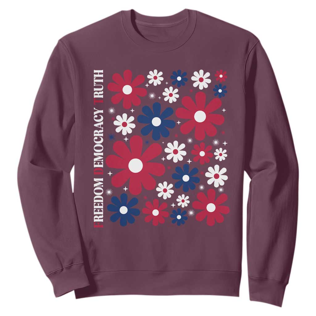 Subtle FDT Sweatshirt Boho Floral Red White Blue Social Justice TS10 Maroon Print Your Wear