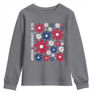 Subtle FDT Youth Sweatshirt Boho Floral Red White Blue Social Justice TS10 Charcoal Print Your Wear