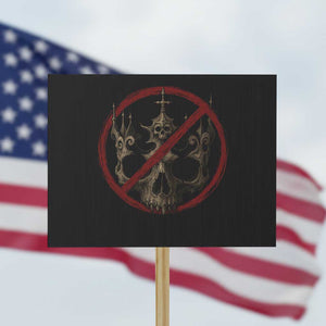No Kings in America Protest Sign Skull Crown Nope Kings TS10 Horizontal 18" × 24" Black Print Your Wear