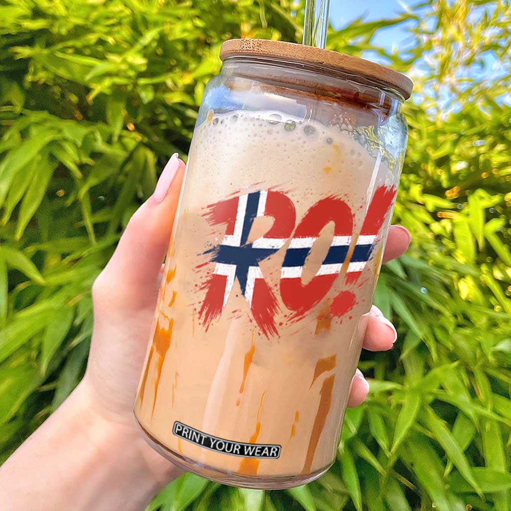 Ro Norway Viking Norwegian Flag Nordic Pride Glass Can TS10 Black Print Your Wear