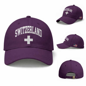 Switzerland Flag Vintage Baseball Cap Swiss Retro Vintage TS10 Baseball Cap Universal Fit Purple Print Your Wear