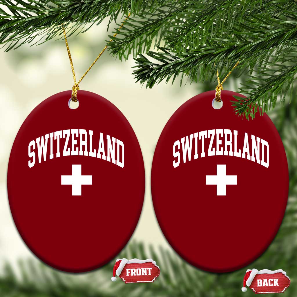 Switzerland Flag Vintage Ceramic Ornament Swiss Retro Vintage TS10 Print Your Wear