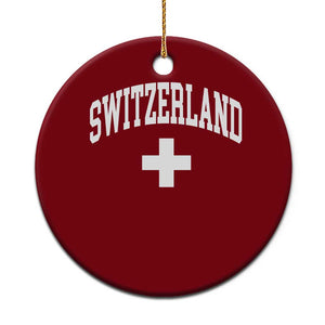 Switzerland Flag Vintage Ceramic Ornament Swiss Retro Vintage TS10 1pc Red Print Your Wear