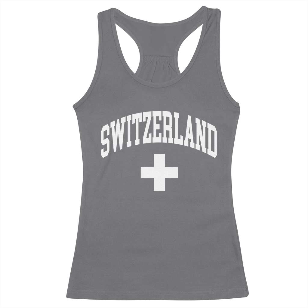 Switzerland Flag Vintage Racerback Tank Top Swiss Retro Vintage TS10 Charcoal Print Your Wear